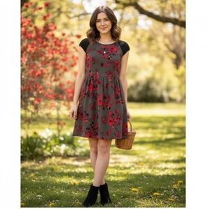 Kensie Black and Red Floral Dress